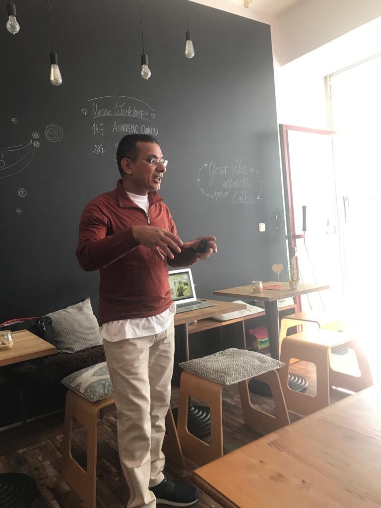 Radhavallabh teaching and sharing about healthy living